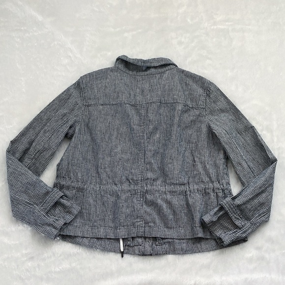 New With Tags Ann Taylor Loft Linen Cotton Striped Twill Utility Jacket - Picture 4 of 7